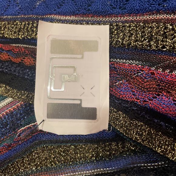 MISSONI Long Cardigan Duster Metallic Sweater IT38 Open Front Striped Italy NEW - Picture 11 of 12